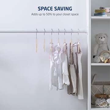 Zober Velvet Baby Hangers for Closet - Pack of 30 Non Slip Toddler Hangers for Shirts, Pants & Dresses w/ Swivel Hook - Durable Infant Hangers w/ Notches - Small Baby Hangers - Ivory