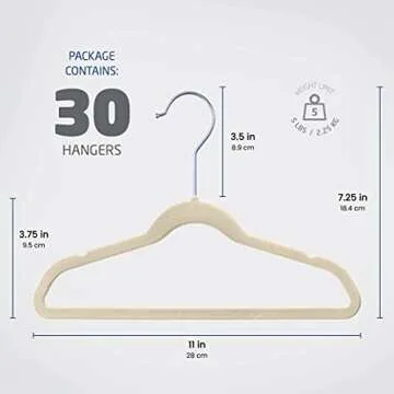 Zober Velvet Baby Hangers - 30 Non-Slip Toddler Hangers