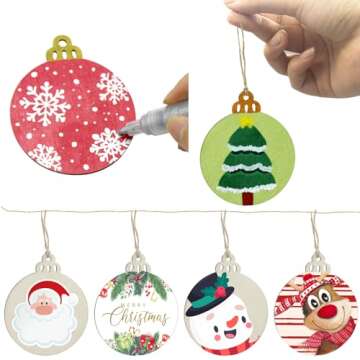 Hidreas 40 Pcs Wood Ornaments Christmas Crafts Kit