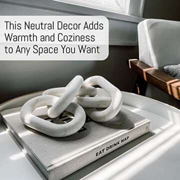 Wood Chain Link Decor with Boho Wall Basket, Aesthetic Chain Decor Set, Decorative Wooden Chain Link...