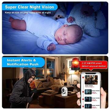 2K Pan/Tilt Security Camera, WiFi Indoor Camera for Home Security with AI Motion Detection, Baby/Pet Camera with Phone App, Color Night Vision, 2-Way Audio, 24/7, Siren, TF/Cloud Storage