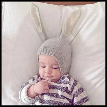 Charming Rabbit Ears Beanie Caps for Toddlers - Warm Knit Hats