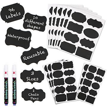 Mantah Chalkboard Label Stickers - 96 Reusable and Waterproof