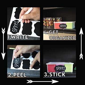 Mantah Chalkboard Label Stickers - 96 Reusable and Waterproof