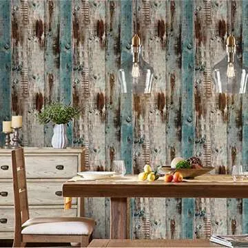 Livelynine 17.7x276 Inch Blue Distressed Wood Wallpaper for Bathroom Peel and Stick Removable Contact Paper Wood Farmhouse Wallpaper for Laundry Room Kitchen Dorm Bedroom Living Room Walls Vinyl Wrap