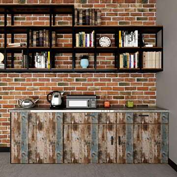 Livelynine 17.7x276 Inch Blue Distressed Wood Wallpaper for Bathroom Peel and Stick Removable Contact Paper Wood Farmhouse Wallpaper for Laundry Room Kitchen Dorm Bedroom Living Room Walls Vinyl Wrap