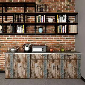 Livelynine 17.7x276 Inch Blue Distressed Wood Wallpaper for Bathroom Peel and Stick Removable Contact Paper Wood Farmhouse Wallpaper for Laundry Room Kitchen Dorm Bedroom Living Room Walls Vinyl Wrap