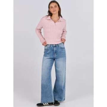 ANRABESS Women's Long Sleeve V Neck Cable Knit Sweater