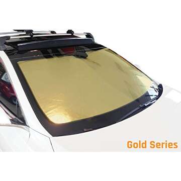 HeatShield, The Original Windshield Sun Shade, Custom-Fit for Tesla 3 Sedan 2018, 2019, 2020, 2021, 2022, 2023, 2024 Gold Series