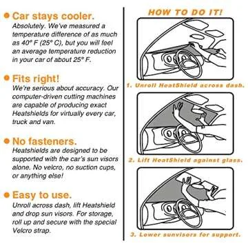 HeatShield, The Original Windshield Sun Shade, Custom-Fit for Tesla 3 Sedan 2018, 2019, 2020, 2021, 2022, 2023, 2024 Gold Series