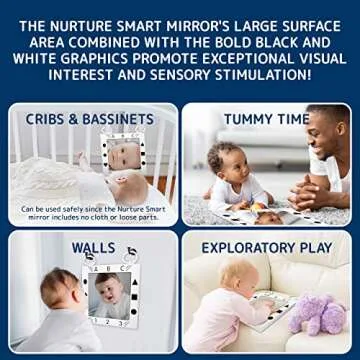 Nurture Smart Baby Mirror, Doctor Designed Large Crib, Floor or Wall Mirror for Babies - High Sensory Toys for Babies - Promotes Vision and Brain Development - Crib Toys for Infants - Safe Tummy Time