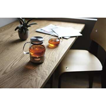 Kinto Stainless Unitea One Touch Teapot 460 ml. Heat-resistant glass teapot with stainless steel strainer and lid.