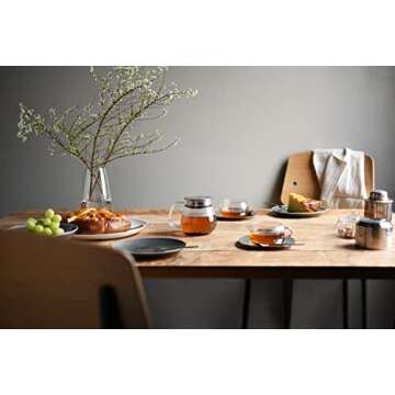 Kinto Stainless Unitea One Touch Teapot 460 ml. Heat-resistant glass teapot with stainless steel strainer and lid.