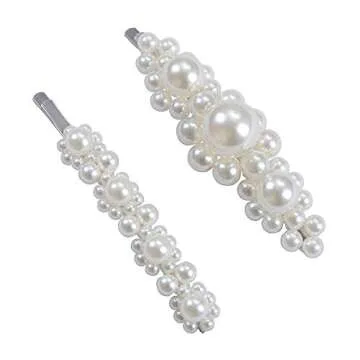 4 Pack Pearl Hair Clips for Ladies and Women Wedding Bridal Faux Pearl Wrapped Hair Pins Hair Barrettes Accessories for Thick Hair