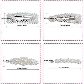 4 Pack Pearl Hair Clips for Ladies and Women Wedding Bridal Faux Pearl Wrapped Hair Pins Hair Barrettes Accessories for Thick Hair