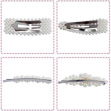 4 Pack Pearl Hair Clips for Ladies and Women Wedding Bridal Faux Pearl Wrapped Hair Pins Hair Barrettes Accessories for Thick Hair