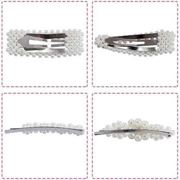 4 Pack Pearl Hair Clips for Ladies and Women Wedding Bridal Faux Pearl Wrapped Hair Pins Hair Barrettes Accessories for Thick Hair