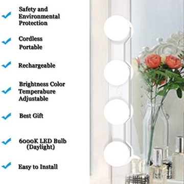 Cordless LED Vanity Mirror Light - Rechargeable & Adjustable