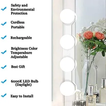 Cordless LED Vanity Mirror Light - Rechargeable & Adjustable