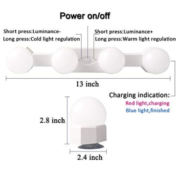 Cordless LED Vanity Mirror Light - Rechargeable & Adjustable