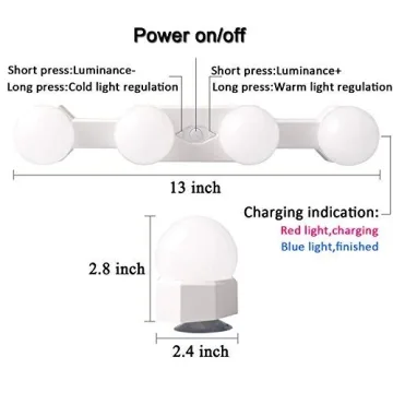 Cordless LED Vanity Mirror Light - Rechargeable & Adjustable