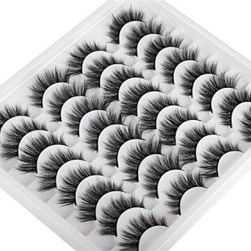 JIMIRE 16 Pairs False Eyelashes Fluffy Natural Fake Lashes 3D Volume Lashes Pack for Cat-Eye Look