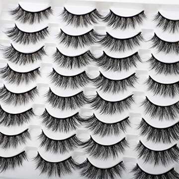 JIMIRE 16 Pairs False Eyelashes Fluffy Natural Fake Lashes 3D Volume Lashes Pack for Cat-Eye Look