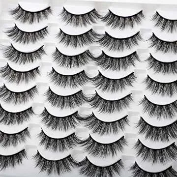 JIMIRE 16 Pairs False Eyelashes Fluffy Natural Fake Lashes 3D Volume Lashes Pack for Cat-Eye Look
