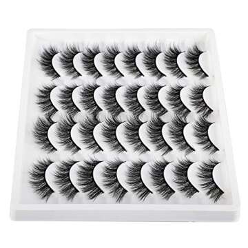 JIMIRE 16 Pairs False Eyelashes Fluffy Natural Fake Lashes 3D Volume Lashes Pack for Cat-Eye Look