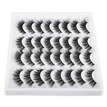 JIMIRE 16 Pairs False Eyelashes Fluffy Natural Fake Lashes 3D Volume Lashes Pack for Cat-Eye Look
