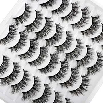 JIMIRE 16 Pairs False Eyelashes Fluffy Natural Fake Lashes 3D Volume Lashes Pack for Cat-Eye Look