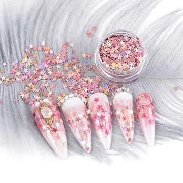 QIMYAR Five Star Glitter Decals for Stunning Nail Art