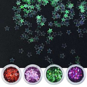 QIMYAR Five Star Glitter Decals for Stunning Nail Art