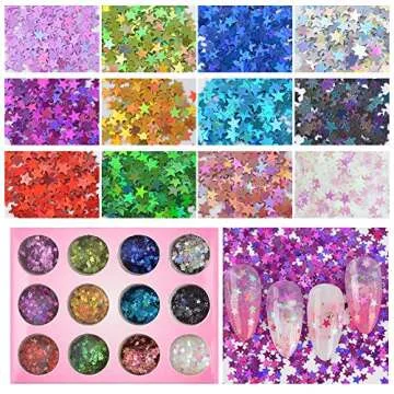 QIMYAR Five Star Glitter Decals for Stunning Nail Art
