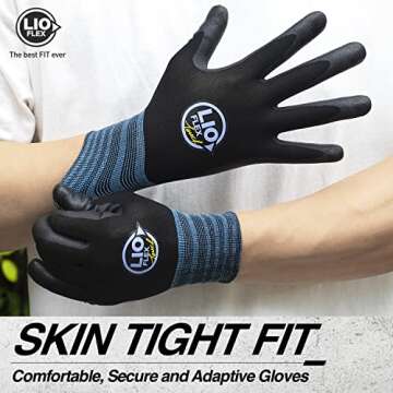 LIO FLEX Safety Work Gloves - Nitrile Foam Coated, Firm Grip, Seamless Knit, Touchscreen Compatible,...