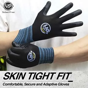 LIO FLEX Safety Work Gloves - Nitrile Foam Coated, Firm Grip, Seamless Knit, Touchscreen Compatible,...