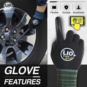 LIO FLEX Safety Work Gloves | Breathable, Touchscreen, Thin & Lightweight