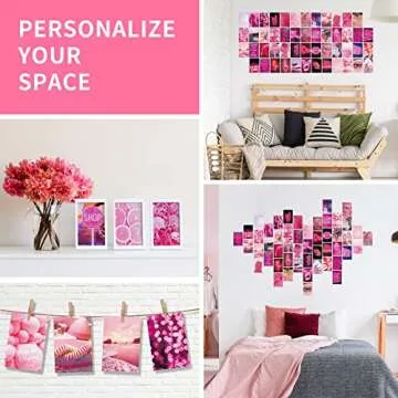 50pcs Wall Collage Kit Pink Aesthetic Pictures for Bedroom Decor - Aesthetic Room Decor for Teen Girls, Wall Art, Indie Room Decor, Vsco Posters Neon Pink Wall Pictures for Wall Decor (4x6 Inches)