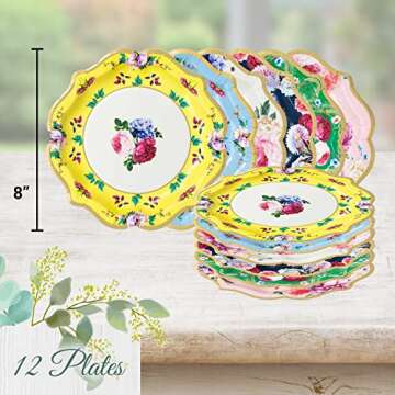 Charming Vintage Tea Party Set - Elegant Paper Plates & Napkins