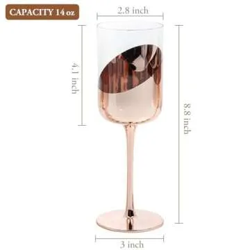 MyGift Modern Copper Tone Plated Wine Glasses Set of 4