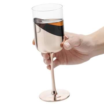 MyGift Modern Copper Tone Plated Wine Glasses Set of 4