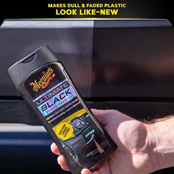 Meguiar's Ultimate Black Plastic Restorer - Restores Black Plastic & Faded Trim Pieces While Adding ...