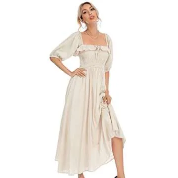 R.Vivimos Women Summer Half Sleeve Cotton Ruffled Vintage Elegant Backless A Line Flowy Long Dresses...