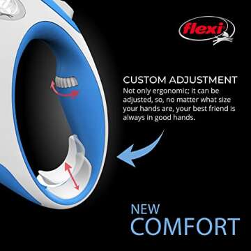 FLEXI New Comfort Retractable Dog Leash (Tape), for Dogs Up to 110 lbs, 26 ft, Large, Blue/Pastel|German Quality Product