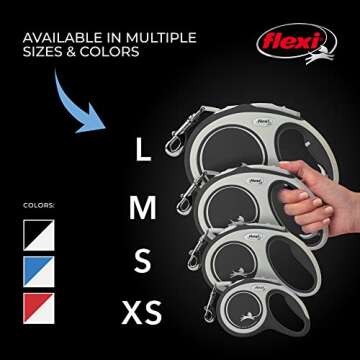 FLEXI New Comfort Retractable Dog Leash (Tape), for Dogs Up to 110 lbs, 26 ft, Large, Blue/Pastel|German Quality Product