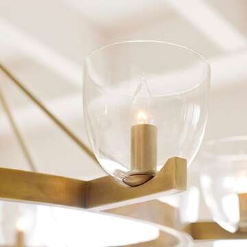 Luxury EcoGlass Radiance 8-Light Clear Glass Shades Modern Chandelier, Contemporary for Dining