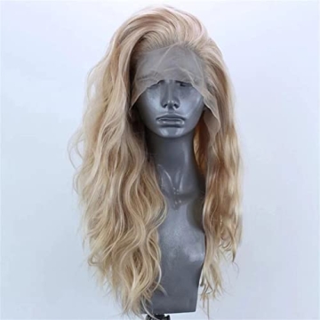 ELESTY Long Natural Curly Lace Front Wig in Golden Blonde