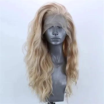 ELESTY Long Natural Curly Lace Front Wig in Golden Blonde
