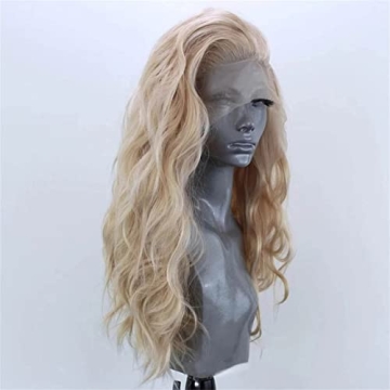 ELESTY Long Natural Curly Lace Front Wig in Golden Blonde