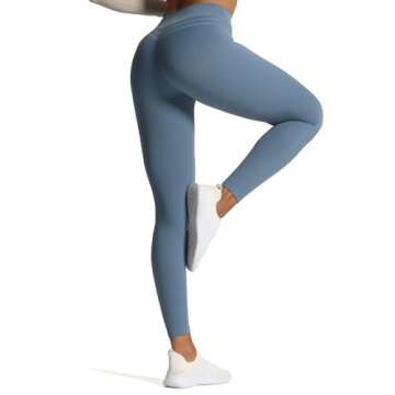 Aoxjox High Waisted Workout Leggings for Women Scrunch Tummy Control Luna Buttery Soft Yoga Pants 26" (Steel Blue, X-Small)
